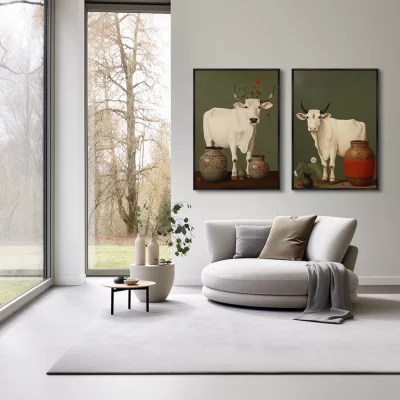 Набор из двух постеров на холсте Cows 75X105 / 75X105 CM 4