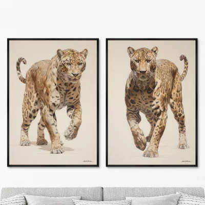 Набор из двух постеров на холсте Leopards Hunt  75X105 /  75X105 CM 8