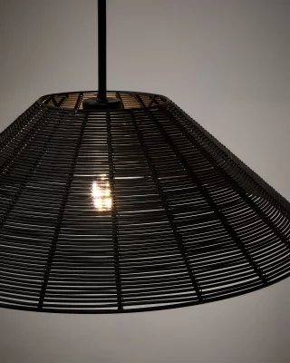 Плафон Saranella из чёрного синтетического ротанга для уличного потолочного светильника 50X50X15 CM 3