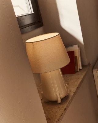 Настольная лампа Odra из керамики экрю с глянцевым покрытием 30X30X45.5 CM 3