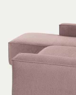 Диван с левым шезлонгом на 2 места Blok, розовый, вельвет 240X174X69 CM 5