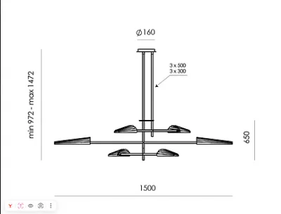Люстра Bion 6L золотая с белыми абажурами 150X150X275 CM 3