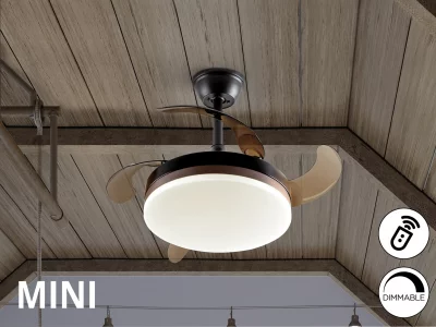 Мини потолочный вентилятор со светодиодной подсветкой Vento черный 41X41X35 CM 3