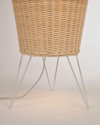 Большая настольная лампа из ротанга Kamaria с натуральной отделкой 32X32X120 CM 4