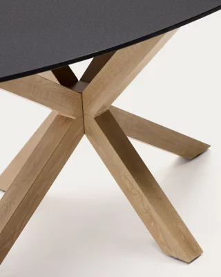 Овальный стол Argo из стекла и стали с эффектом дерева 200X100 CM 3