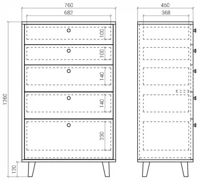 Высокий комод Twin 76X45X126 CM 7