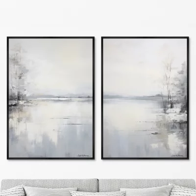 Набор из двух постеров на холсте Landscape collection Winter lake 75X105 / 75X105 CM 8