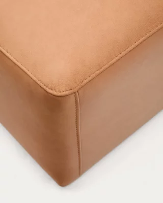 Коричневый кожаный пуф Blok 90X74 CM 4