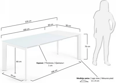Раскладной стол Atta 160-220X90X76 CM белый 6