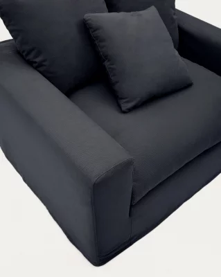 Чехол для кресла Nora антрацитово-серого цвета из льна и хлопка 140CM 3