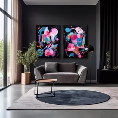 Набор из двух постеров на холсте The City Night Colors 75X105 / 75X105 CM 4