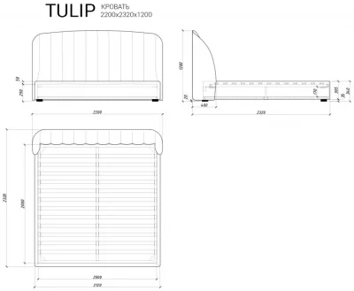 Кровать Tulip 232X220X120 CM 5