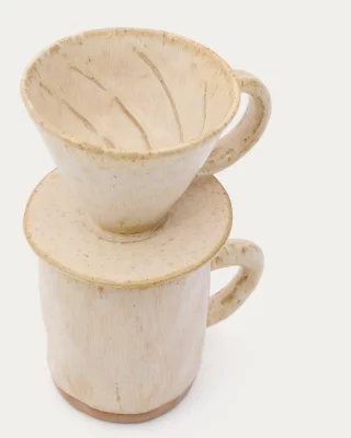 Бежевая керамическая кофейная чашка с фильтром Zunel 13.5X10.5X20 CM 4