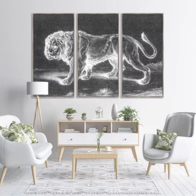 Репродукци из 3-х частей Lion 52X105 / 52X105 / 52X105 CM 6