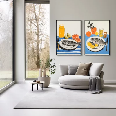 Набор из двух постеров на холсте Fish Day 75X105 / 75X105 CM 4