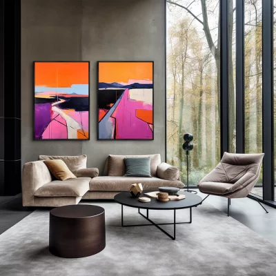 Набор из двух постеров на холсте Lines of the Heat 75X105 / 75X105 CM 4
