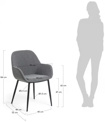 Стул с подлокотниками Konna 59X52X83 CM серый 5