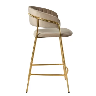 Комплект из 2 полубарных стульев Turin латте с золотыми ножками 52X52X92 CM 4