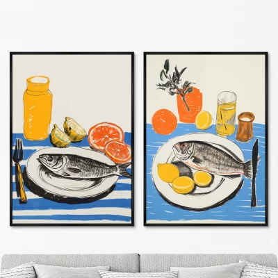 Набор из двух постеров на холсте Fish Day 75X105 / 75X105 CM 8
