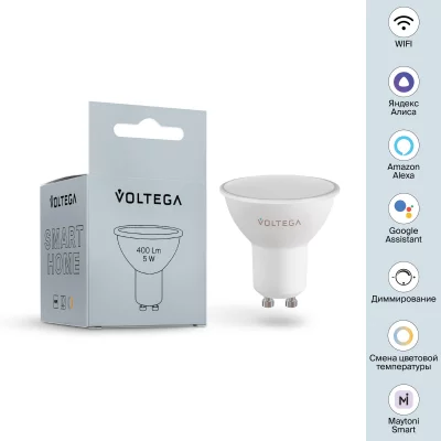 Светодиодная Wi‑Fi лампа Voltega GU10 5Вт 2700–6500K 8