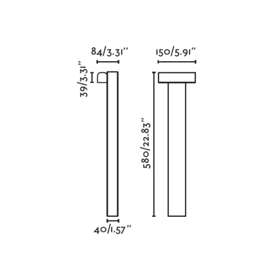 Черная проблесковая лампа Balic H600 2700-3000-4000K 58X15X8 CM 18