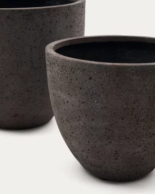 Набор из 2 кашпо Serili из цемента и стекловолокна, тёмно-серые 42X50 CM / 50X44 CM 3