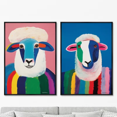 Набор из двух постеров на холсте Sheep couple 75X105 / 75X105 CM 8