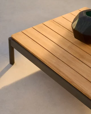 Садовый журнальный столик Sorells из зелёного алюминия и тика 89X91 CM 3