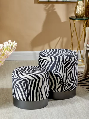 Набор из двух пуфов Zebra 40X40X45 / 35X35X34 CM 3