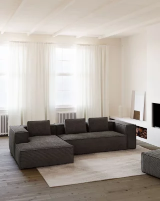 Диван с левым шезлонгом Blok на 4 места серый, из плотного вельвета 330X174X69 CM 3