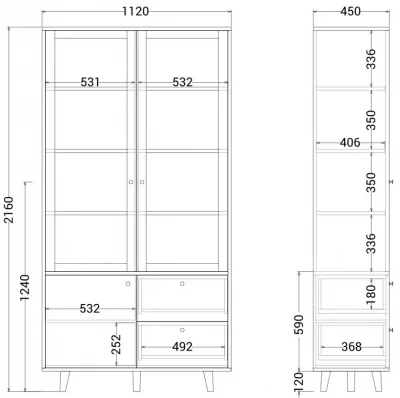 Витрина Twin 112X45X216 CM 8
