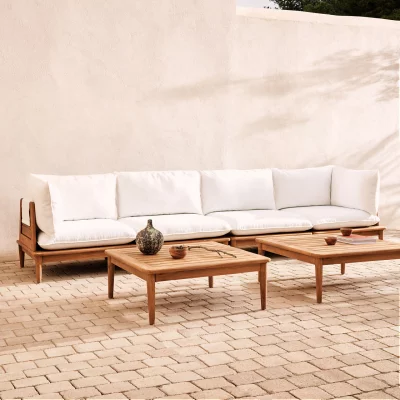 Журнальный столик из тика Portitxol 80X80X35 CM 4