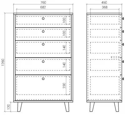 Высокий комод Twin 76X45X126 CM 7