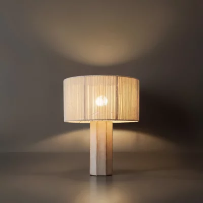 Настольный светильник Papier 2 молочный, текстильный абажур 9