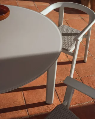 Круглый стол Erice из алюминия и закалённого стекла экрю 120X120X75 CM 3