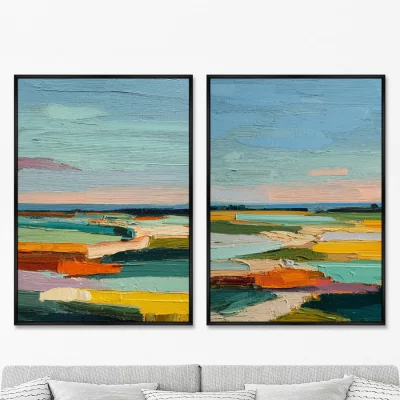 Набор из двух постеров на холсте The Earth was Covered with a Colorful Blanket 75X105 / 75X105 CM 8