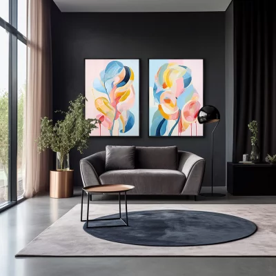 Набор из двух постеров на холсте Flower lollipops 75X105 / 75X105 CM 4