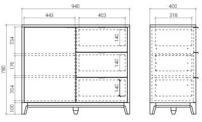 Комод Case 94X40X78 CM 6