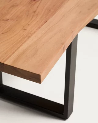Скамья из массива акации с черными стальными ножками Uxue 140X45 CM 3
