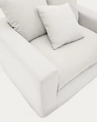 Чехол для кресла Nora из льна и хлопка, экрю 140X104X68 CM 3