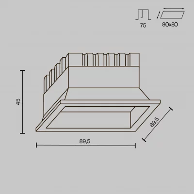 Встраиваемый точечный светильник Окно 8W 89,5X89,5X45 MM 6
