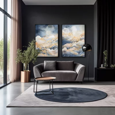 Набор из двух постеров на холсте Clouds over the mountains 75X105 / 75X105 CM 4