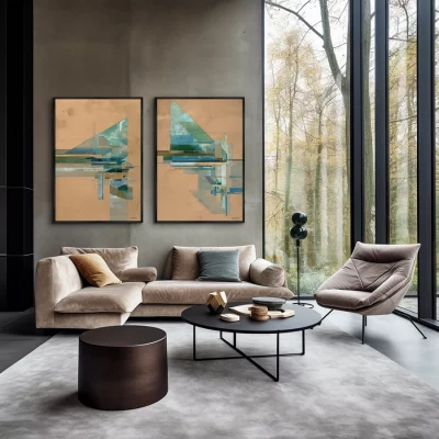 Набор из двух постеров на холсте Landscape in the Drawing 75X105 / 75X105 CM 4