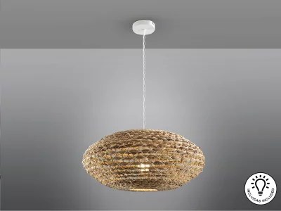 Большой подвесной светильник из ротанга, натуральный 60X28 CM 7