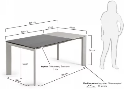 Раскладной стол Atta 120-180X80X76 CM тёмно серый 6
