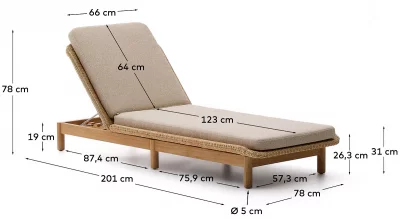 Шезлонг Galea 78X201X31 CM 5