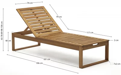Шезлонг Sulamita 74X196X40-106 CM 4