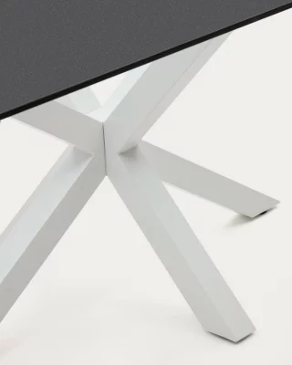 Стол Argo из матового чёрного стекла и стальными ножками с чёрной отделкой 160X90 CM 4