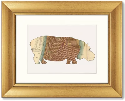 Диптих NYC Hippo 51X41 / 51X41 CM 4