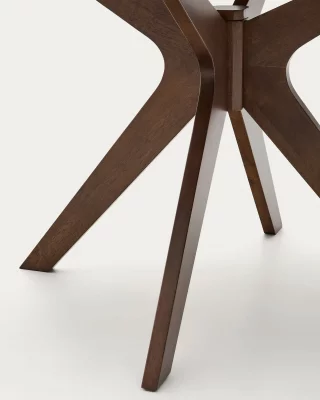 Круглый обеденный стол Naanim, шпонированный орехом 100X100X75 CM 5